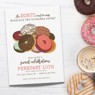 Invitación Fiesta de cumpleaños de Donuts Rosados