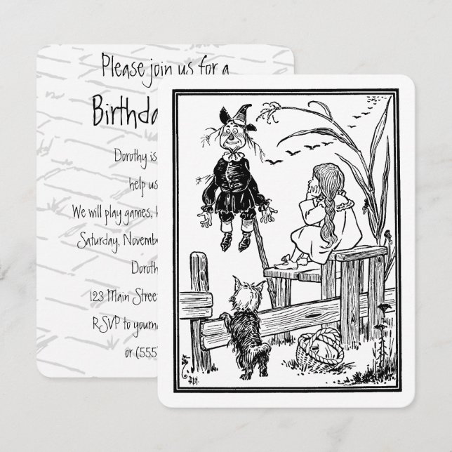 Invitación Fiesta de Cumpleaños de Dorothy de El Mago de Oz V (Anverso / Reverso)