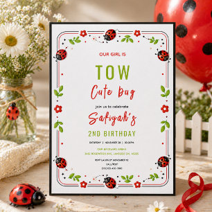 Invitación Fiesta de Cumpleaños de Dos Años de Dos Mariquitas