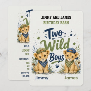 Invitación Fiesta de Cumpleaños de Dos Niños Salvajes