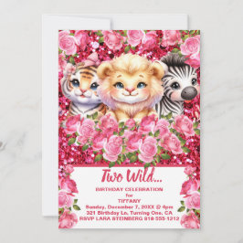 Invitación Fiesta de cumpleaños de dos salvajes Chicas de dos