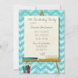 Invitación Fiesta de cumpleaños de Drawing Art Easel
