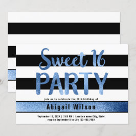Invitación fiesta de cumpleaños de dulce blanco negro azul