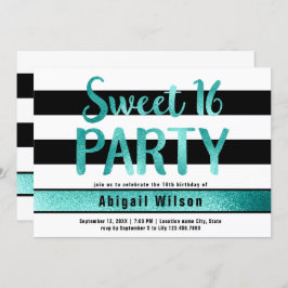 Invitación fiesta de cumpleaños de dulces blancos negros verd