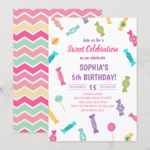 Invitación Fiesta de cumpleaños de dulces caramelos