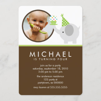 Invitación Fiesta de cumpleaños de elefantes cutos