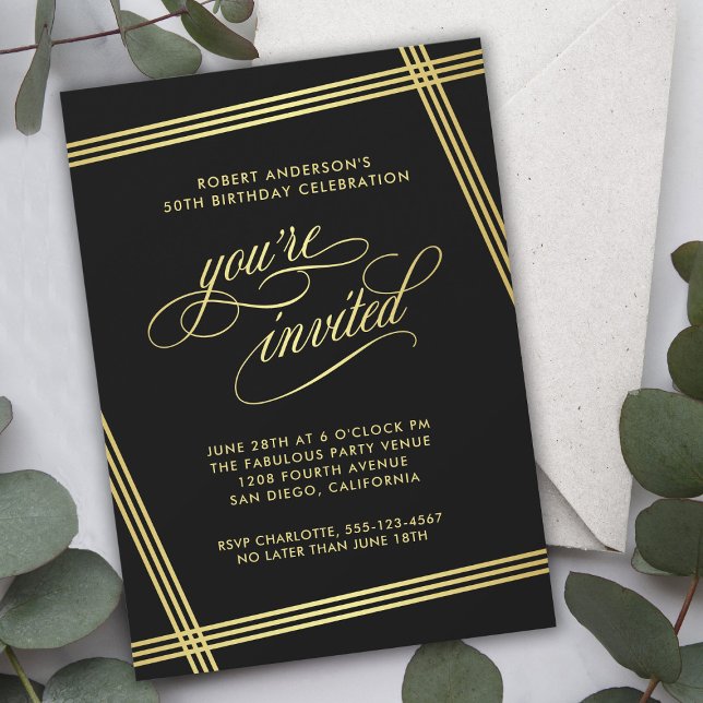 Invitación Fiesta de cumpleaños de elegancia moderna (Subido por el creador)