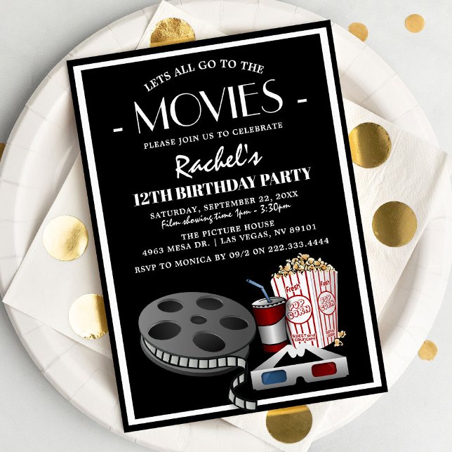 Invitación Fiesta de cumpleaños de elegante película para niñ (Subido por el creador)