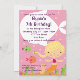 Invitación Fiesta de cumpleaños de encargo de la sirena de
