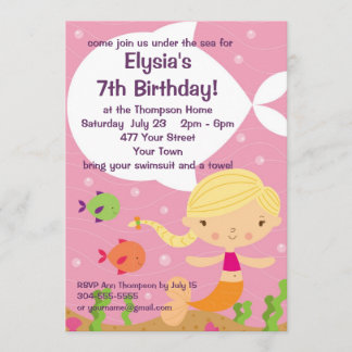 Invitación Fiesta de cumpleaños de encargo de la sirena de