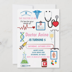 Invitación Fiesta de Cumpleaños de Enfermera Digital Personal