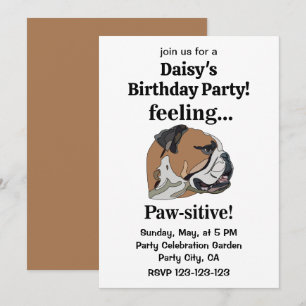 Invitación Fiesta de Cumpleaños de English Bulldog Feeling Pa