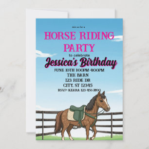Invitación Fiesta de cumpleaños de equitación para niñas