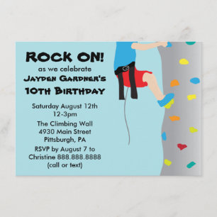Invitación Fiesta de cumpleaños de escalada de pared de rock