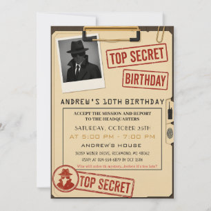 Invitación Fiesta de cumpleaños de espía moderno personalizad