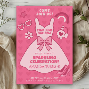 Invitación Fiesta de cumpleaños de espuma rosada, tema de ves