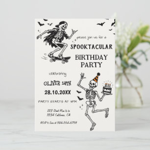 Invitación Fiesta de cumpleaños de esqueleto de Halloween Esp