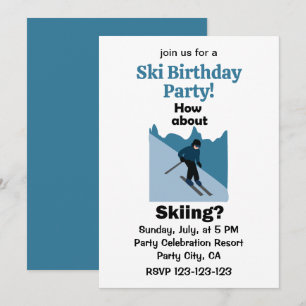 Invitación Fiesta de cumpleaños de esquí Cómo esquiar Esquí E