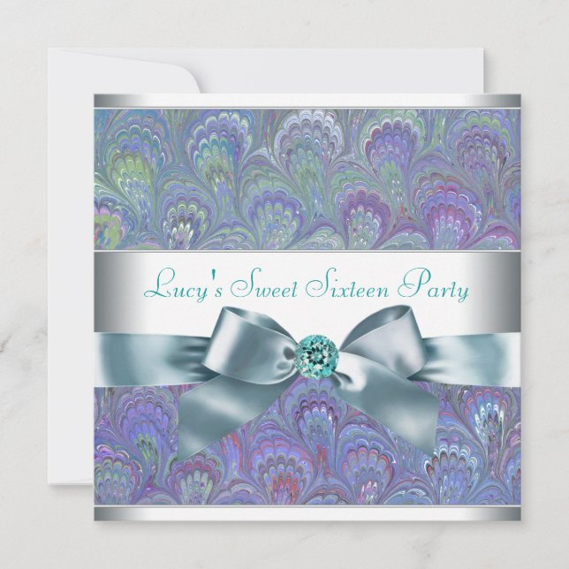 Invitación Fiesta de Cumpleaños de Estampado Paisley de Pavo  (Anverso)