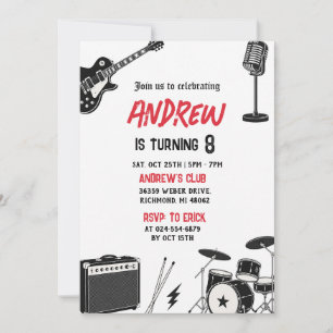 Invitación Fiesta de cumpleaños de estrella de rock personal