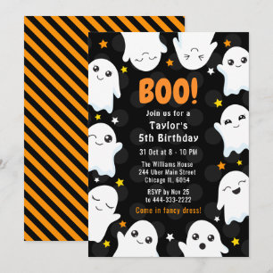 Invitación Fiesta de cumpleaños de fantasmas de Halloween lin
