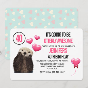 Invitación Fiesta de cumpleaños de fauna linda de nutria con