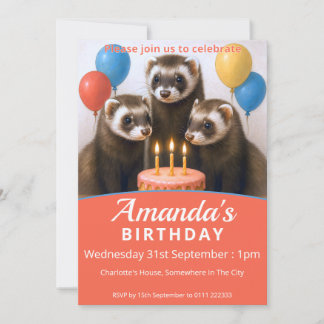 Invitación Fiesta de cumpleaños de Ferrets