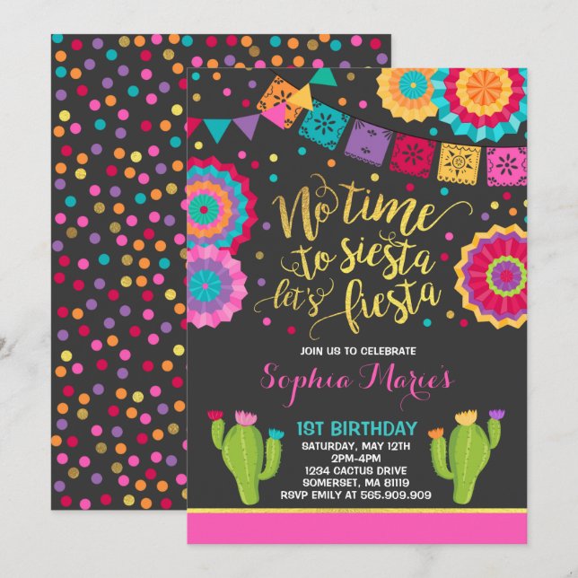 Invitación Fiesta de cumpleaños de Fiesta de cumpleaños mexic (Anverso / Reverso)