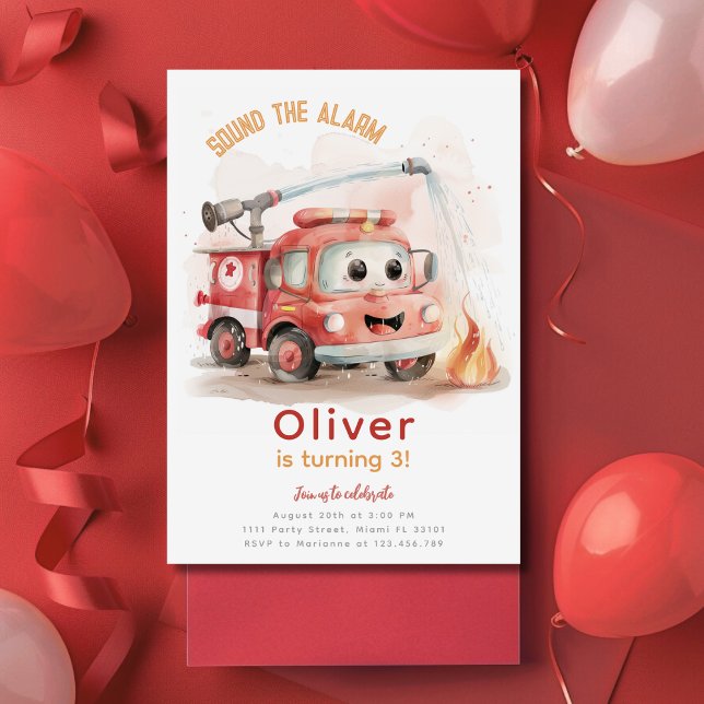 Invitación Fiesta de cumpleaños de Firetruck (Subido por el creador)