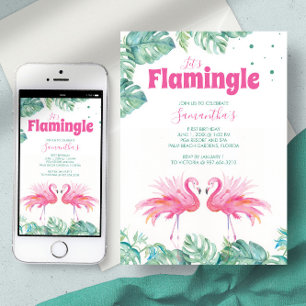 Invitación Fiesta de Cumpleaños de Flamenco con Acuarela Ador