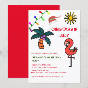Invitación Fiesta de Cumpleaños de Flamenco Navidad en Julio