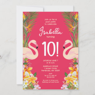 Invitación Fiesta de cumpleaños de Flamingo
