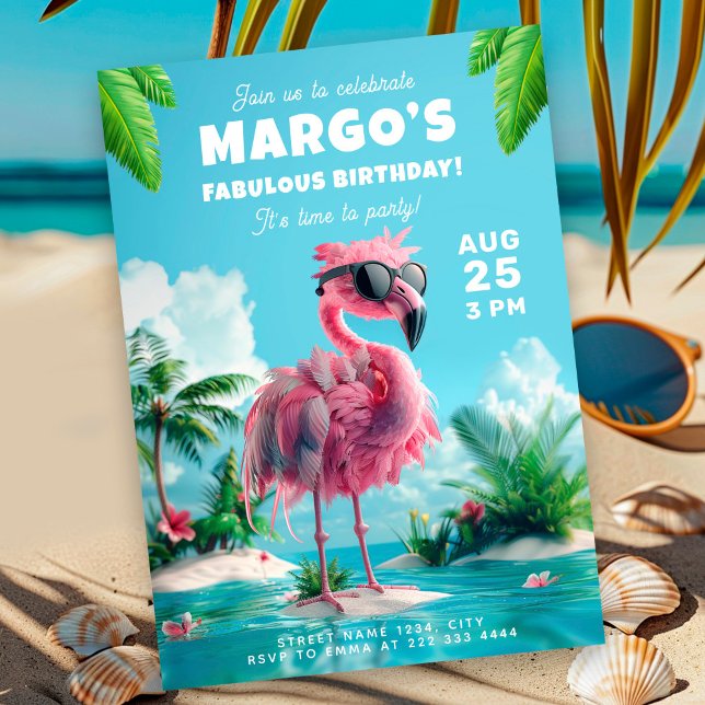 Invitación Fiesta de Cumpleaños de Flamingo Fiesta (Subido por el creador)