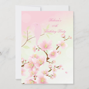 Invitación Fiesta de Cumpleaños de Flor de Cerezo Rosa Bonita
