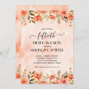 Invitación Fiesta de cumpleaños de Floral de acuarela