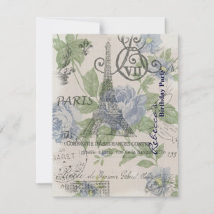 Invitación fiesta de cumpleaños de floral eiffel tower en Par