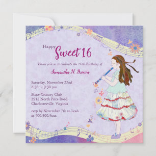 Invitación Fiesta de cumpleaños de Floral Muse Sweet 16