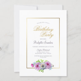 Invitación Fiesta de cumpleaños de Floral Rosa
