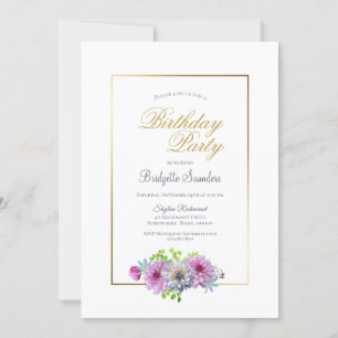 Invitación Fiesta de cumpleaños de Floral Rosa