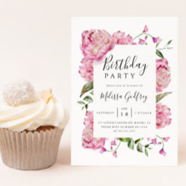 Invitación Fiesta de cumpleaños de Floral Rosa