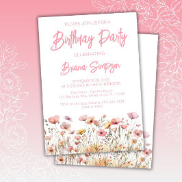 Invitación Fiesta de cumpleaños de Floral Rosa