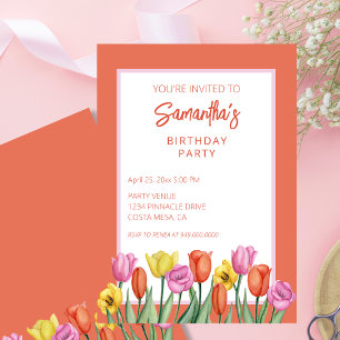 Invitación Fiesta de cumpleaños de Floral Tulips