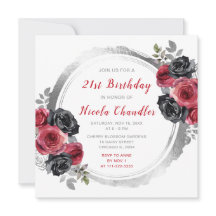 Fiesta de cumpleaños de flores elegantes rojas y p