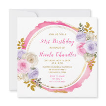 Fiesta de cumpleaños de flores elegantes rosadas y