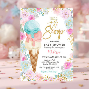 Invitación Fiesta de Cumpleaños de Flores Pastel de Helado Co