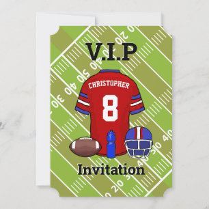 Invitación Fiesta de cumpleaños de Football Jersey y pitch