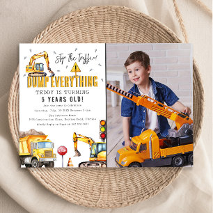 Invitación Fiesta de Cumpleaños de Foto de Acuarela de Constr