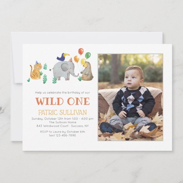 Invitación Fiesta de cumpleaños de foto de Wild One (Anverso)