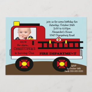 Invitación Fiesta de cumpleaños de foto del Camión Rojo