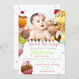 Invitación Fiesta de cumpleaños de fotos de verano con crema